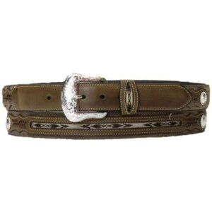 Nocona Western Mens Belt Brown Leather Silver Conchos 40 Southwestern N2475702